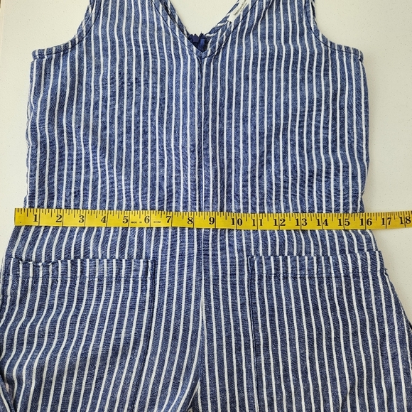 Beachlunchlounge Linen Blend Striped Jumpsuit Womens Small Wide Leg Cropped - Picture 10 of 12